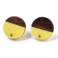 Fornituras de aretes de resina opaca y madera de nogal&nbsp;MAK-N032-008A-B05