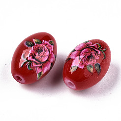 Perlas de vidrio opacas impresas y pintadas con spray&nbsp;GLAA-S047-07B-A01