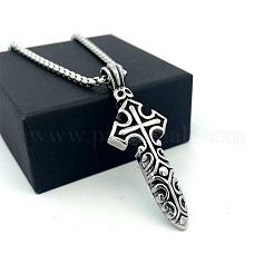 Винтажный кулон в виде креста и короткого меча из нержавеющей стали 304 для мужчин.&nbsp;HZ0891