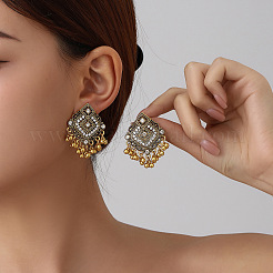 Boucles d'oreilles chandelier en alliage de cristal et strass en forme de losange pour femmes&nbsp;WG50357-01