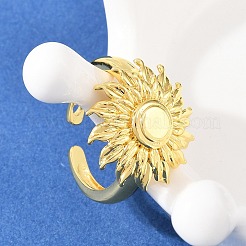 Латунные кольца-манжеты в форме цветка для женщин&nbsp;RJEW-A088-03G