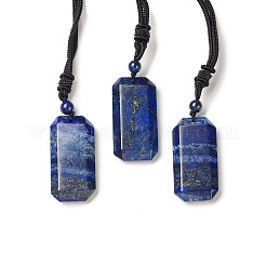 Collana con ciondolo rettangolare in pietre dure miste naturali con cordino in nylon da donna&nbsp;NJEW-C001-01B