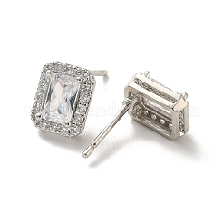 Прямоугольные серьги-гвоздики из прозрачного кубического циркония&nbsp;EJEW-K093-20P