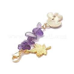 Осенний гриб ручной работы лэмпворк и литые подвесные украшения в виде кленовых листьев&nbsp;HJEW-JM02608