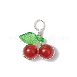 Подвески из натурального лазурита/сердолика/розового кварца/аметиста/синтетического лунного камня в круглой обертке из медной проволоки&nbsp;PALLOY-JF03313