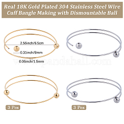 6шт 2 цвета ионного покрытия (IP) 304 браслеты из нержавеющей стали изготовление&nbsp;MAK-BBC0001-22