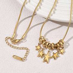 Collares con colgante de estrella de acero inoxidable 304&nbsp;SA-CBAFEB5-01G