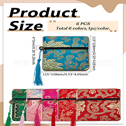 6 bolsa de regalo para joyas con cremallera y borlas de brocado chino en 6 colores&nbsp;ABAG-LP0001-17B