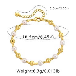 Женские браслеты из латуни и искусственного жемчуга с круглыми бусинами&nbsp;KJ3614