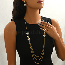 Комплекты из серег-гвоздиков из сплава ракушек и многослойных ожерелий для женщин&nbsp;LV7611