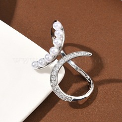 Открытые кольца манжеты из латуни с микропаве и кубическим цирконием&nbsp;RJEW-C158-03P