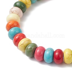 Braccialetti elastici con perline rondelle turchesi sintetiche per uomo e donna&nbsp;BJEW-JB12450