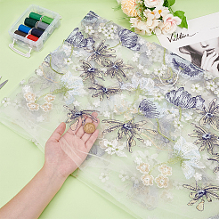 3D-Blumen-Organgza-Polyester-Stickerei-Ornament-Zubehör&nbsp;DIY-WH0632-47B