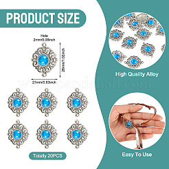 Breloques connecteurs en alliage de style tibétain avec résine imitation turquoise&nbsp;FIND-TAC0035-47AS-07