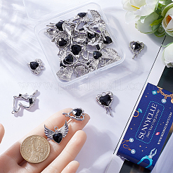 30 шт. 5 стиля подвески из сплава со стеклянной пластиной&nbsp;FIND-SC0006-66