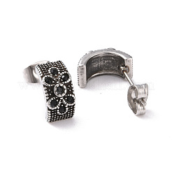 Arco di strass jet con orecchini a bottone a fiore&nbsp;STAS-D186-01AS