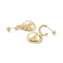 Anello di perline in plastica abs imitazione perla con orecchini pendenti mezzo tondo&nbsp;EJEW-F296-03G