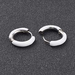 Boucles d'oreilles créoles épaisses en acier inoxydable 304 bicolore avec émail pour femmes&nbsp;LS-EJEW-C043-11-09P