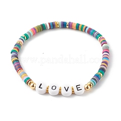 Ensembles de bracelets extensibles de perles heishi en argile polymère pour la saint valentin&nbsp;BJEW-JB06298-02