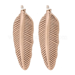 Pendientes de plumas de acero inoxidable 304 con revestimiento iónico (IP)&nbsp;EJEW-C099-11RG