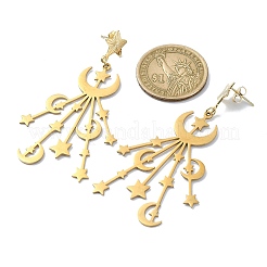 201 серьги-гвоздики из нержавеющей стали с подвесками в виде луны и звезды для женщин&nbsp;EJEW-TA00368