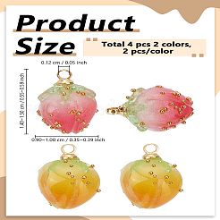 4 шт. 2-х цветные подвески из эпоксидной смолы ручной работы&nbsp;RESI-LP0001-27B