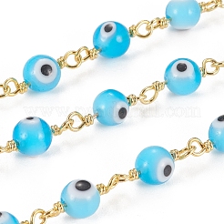 Chaînes de perles rondes faites à la main de 3.28 pied mauvais œil&nbsp;X-CHC-G009-B-G02