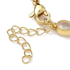 Tropfenförmige Gliederkettenarmbänder aus Messing mit Zirkonia-Pavé für Damen&nbsp;BJEW-P385-06G-03