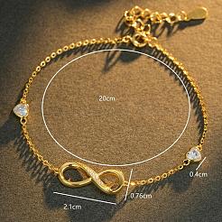 Bracelet unisexe en argent sterling orné du symbole de l'infini et de zirconiums cubiques transparents&nbsp;NB7998