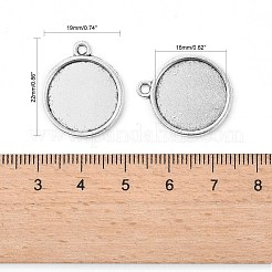 Тибетский стиль старинное серебро литые плоские круглые сеттинги подвеска кабошон&nbsp;X-TIBEP-M022-29AS