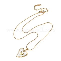 Collares con colgante de acero inoxidable 304 con esmalte blanco para mujer&nbsp;NJEW-F378-02G-01