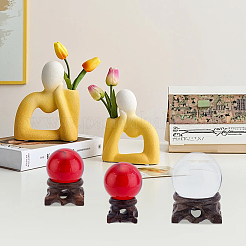 8 шт. 6 стиля плоская круглая деревянная подставка-держатель для хрустального шара&nbsp;DJEW-WR0001-04