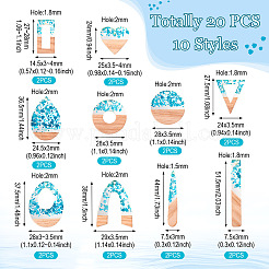 20шт 10 стиля подвески из прозрачной смолы и белого дерева&nbsp;RESI-TA0002-86
