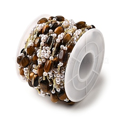 Chaînes de perles artisanales en œil de tigre naturel&nbsp;CHC-F020-03G-06