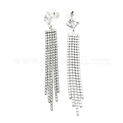 Orecchini pendenti con zirconi cubici trasparenti e strass di cristallo con nappa lunga&nbsp;EJEW-C037-07A-P