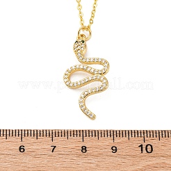 Латунные микропаве прозрачные кубические цирконии ожерелья в виде змеи с подвеской&nbsp;LS-NJEW-S438-02F-G