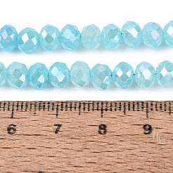Colliers de perles en verre imitation jade craquelé teintées&nbsp;EGLA-Q131-02B-04