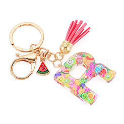 Porte-clés en résine avec lettres sur le thème des fruits&nbsp;KEYC-TAC0033-02R