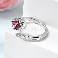 Anillos abiertos de latón con micropavé de circonitas cúbicas para mujer&nbsp;RJEW-L343-01P-04