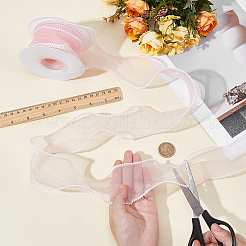 5 ярд ленты из органзы с пластиковой жемчужиной по краю&nbsp;OCOR-WH0101-185D