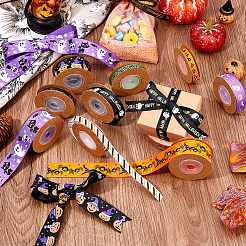 Nastro in grosgrain di poliestere stampato halloween da 9 pz 9 stili&nbsp;OCOR-WH0085-74