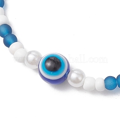 2 шт. 2 стиля стеклянные бусины от сглаза эластичные браслеты и стеклянные бусины эластичные браслеты для женщин&nbsp;BJEW-JB11895