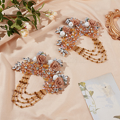 2 шт. лоскуты ткани с цветочным узором и бисером ручной работы&nbsp;PATC-FG0003-09