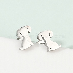 Серьги-гвоздики в форме щенка из нержавеющей стали 304&nbsp;EJEW-F227-05P