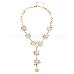Boho-Y-Halsketten aus buntem emailliertem Sonnenblumen-Edelstahl (304) für Damen&nbsp;WGB3238-02