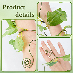 Un par de brazaletes de PVC con forma de hoja y alambre de hierro para mujer&nbsp;AJEW-GF0014-18B