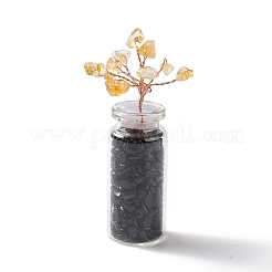 Чип натуральный черный обсидиан и цитрин украшения для витрины&nbsp;DJEW-D005-01R-06