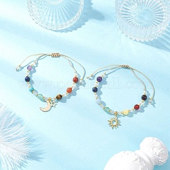 2 шт. браслеты с подвесками Chakra 304 из нержавеющей стали&nbsp;BJEW-JB12564-03