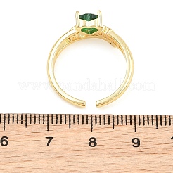 Bagues manchette ouvertes en laiton pavé de zirconiums cubiques pour la fête des mères&nbsp;CU-CBACDF6-06G-02
