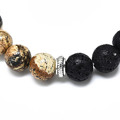 Perles de jaspe d'image naturelle extensible bracelets&nbsp;BJEW-R309-02-A11